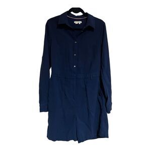 Boden Womens Collared Buttoned Long Sleeve Romper Shorts Navy Blue Size 10T